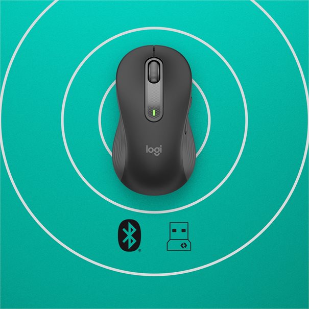 Logitech Mouse M650 SIGNATURE Large WL (LEFT) BOLT graphite BT for große Hände (> 19,0 cm), Linkshänder